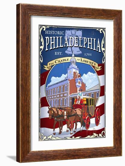 Historic Philadelphia - Carriage-Lantern Press-Framed Art Print