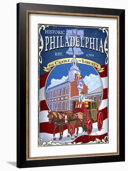 Historic Philadelphia - Carriage-Lantern Press-Framed Art Print