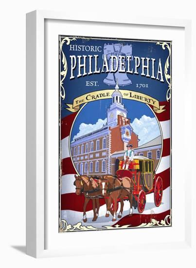 Historic Philadelphia - Carriage-Lantern Press-Framed Art Print