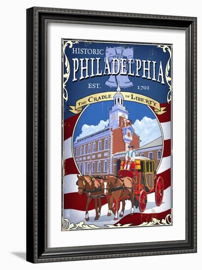 Historic Philadelphia - Carriage-Lantern Press-Framed Art Print