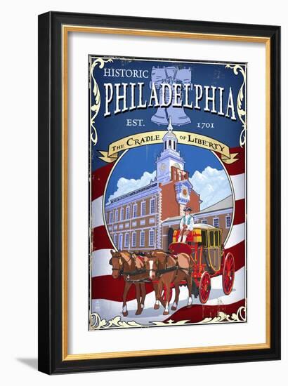 Historic Philadelphia - Carriage-Lantern Press-Framed Art Print