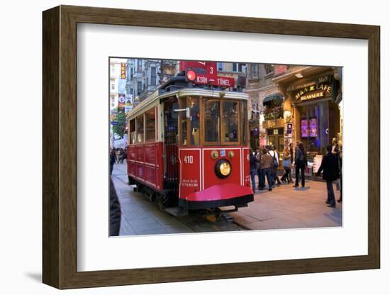 Historic Red Tram on Istiklal Caddesi, Beyoglu, Istanbul, Turkey, Europe-Neil Farrin-Framed Photographic Print