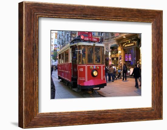 Historic Red Tram on Istiklal Caddesi, Beyoglu, Istanbul, Turkey, Europe-Neil Farrin-Framed Photographic Print