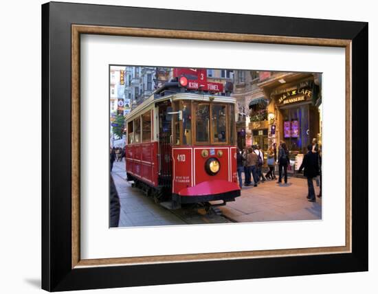 Historic Red Tram on Istiklal Caddesi, Beyoglu, Istanbul, Turkey, Europe-Neil Farrin-Framed Photographic Print