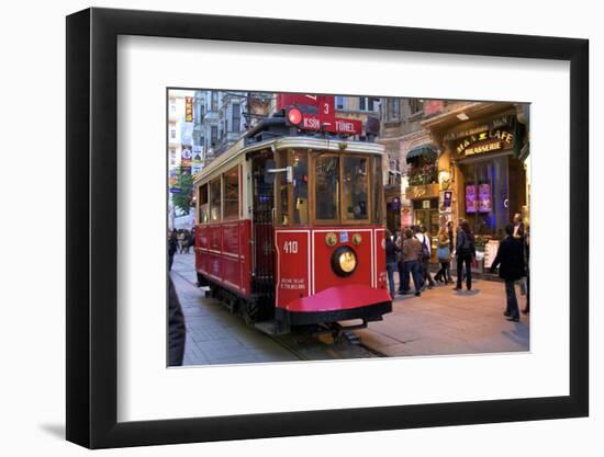 Historic Red Tram on Istiklal Caddesi, Beyoglu, Istanbul, Turkey, Europe-Neil Farrin-Framed Photographic Print