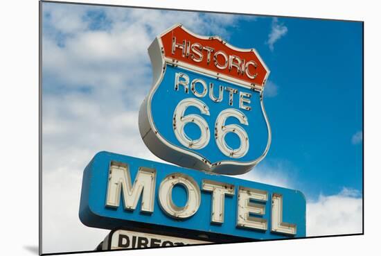 Historic Route 66 Motel Sign In California-flippo-Mounted Art Print