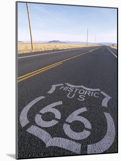 Historic Route 66 Sign on Highway, Seligman, Arizona, USA-Steve Vidler-Mounted Photographic Print
