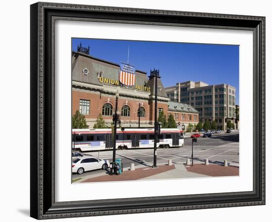 Historic Union Station and Light Rail Train, Salt Lake City, Utah, USA-Richard Cummins-Framed Photographic Print