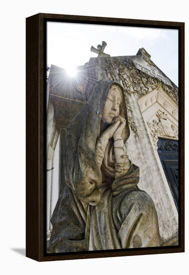 Historical Cemetery, Tomb, Burial Chamber, Statue, Cemiterio Dos Prazeres-Axel Schmies-Framed Premier Image Canvas