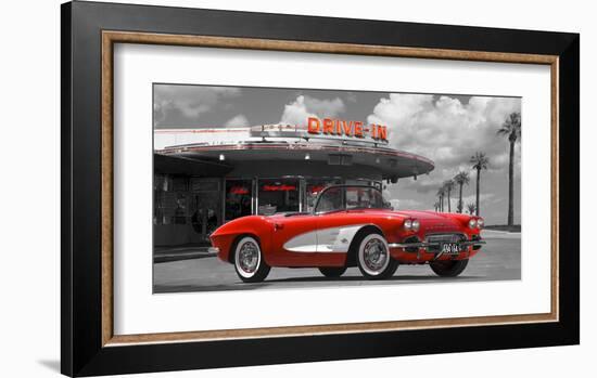 Historical diner, USA-Gasoline Images-Framed Art Print