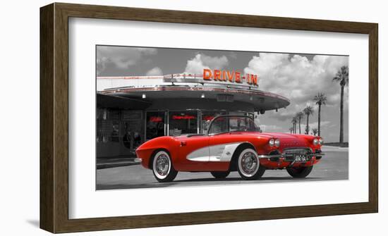 Historical diner, USA-Gasoline Images-Framed Art Print