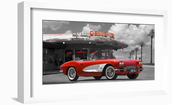 Historical diner, USA-Gasoline Images-Framed Art Print