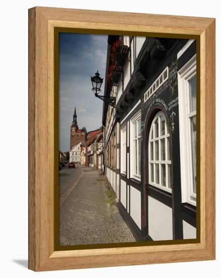 Historical Gothic Style Burgher Houses Along Kirchstrasse Street and Church of St. Stephan, Tangerm-Richard Nebesky-Framed Premier Image Canvas