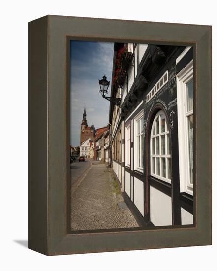 Historical Gothic Style Burgher Houses Along Kirchstrasse Street and Church of St. Stephan, Tangerm-Richard Nebesky-Framed Premier Image Canvas