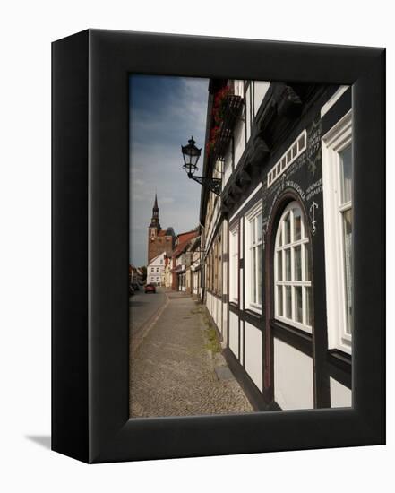 Historical Gothic Style Burgher Houses Along Kirchstrasse Street and Church of St. Stephan, Tangerm-Richard Nebesky-Framed Premier Image Canvas