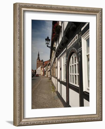 Historical Gothic Style Burgher Houses Along Kirchstrasse Street and Church of St. Stephan, Tangerm-Richard Nebesky-Framed Photographic Print