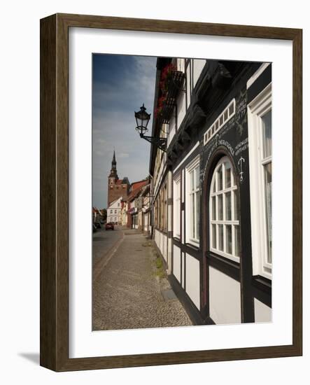 Historical Gothic Style Burgher Houses Along Kirchstrasse Street and Church of St. Stephan, Tangerm-Richard Nebesky-Framed Photographic Print