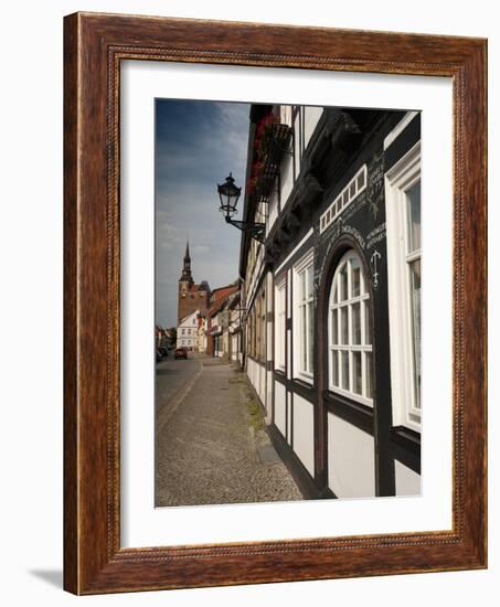 Historical Gothic Style Burgher Houses Along Kirchstrasse Street and Church of St. Stephan, Tangerm-Richard Nebesky-Framed Photographic Print