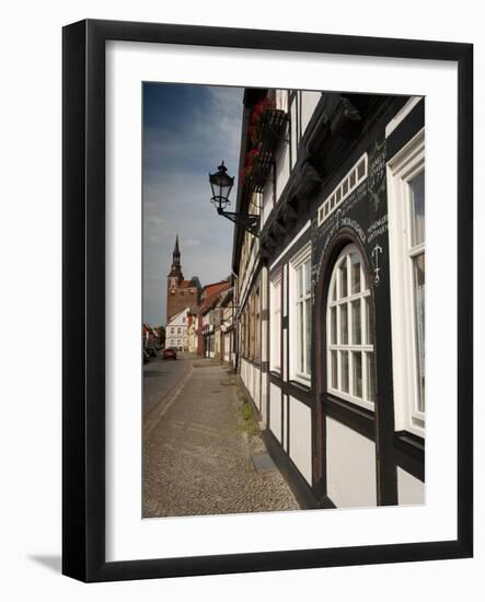 Historical Gothic Style Burgher Houses Along Kirchstrasse Street and Church of St. Stephan, Tangerm-Richard Nebesky-Framed Photographic Print