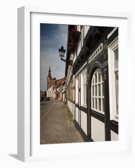 Historical Gothic Style Burgher Houses Along Kirchstrasse Street and Church of St. Stephan, Tangerm-Richard Nebesky-Framed Photographic Print