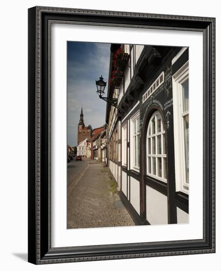 Historical Gothic Style Burgher Houses Along Kirchstrasse Street and Church of St. Stephan, Tangerm-Richard Nebesky-Framed Photographic Print