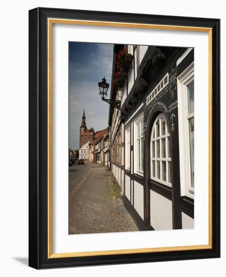 Historical Gothic Style Burgher Houses Along Kirchstrasse Street and Church of St. Stephan, Tangerm-Richard Nebesky-Framed Photographic Print