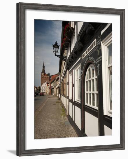 Historical Gothic Style Burgher Houses Along Kirchstrasse Street and Church of St. Stephan, Tangerm-Richard Nebesky-Framed Photographic Print