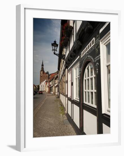 Historical Gothic Style Burgher Houses Along Kirchstrasse Street and Church of St. Stephan, Tangerm-Richard Nebesky-Framed Photographic Print