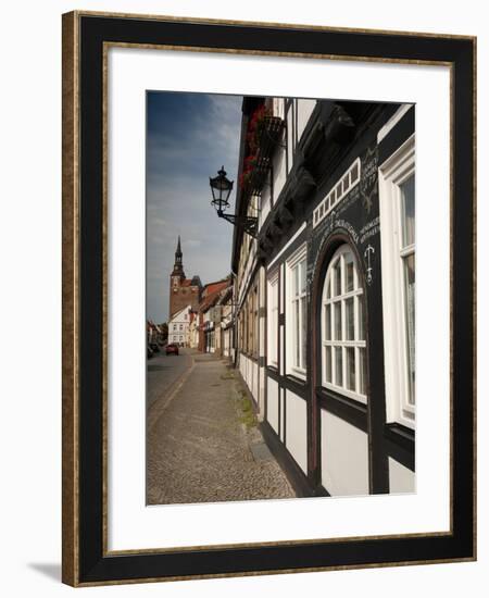 Historical Gothic Style Burgher Houses Along Kirchstrasse Street and Church of St. Stephan, Tangerm-Richard Nebesky-Framed Photographic Print