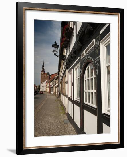 Historical Gothic Style Burgher Houses Along Kirchstrasse Street and Church of St. Stephan, Tangerm-Richard Nebesky-Framed Photographic Print