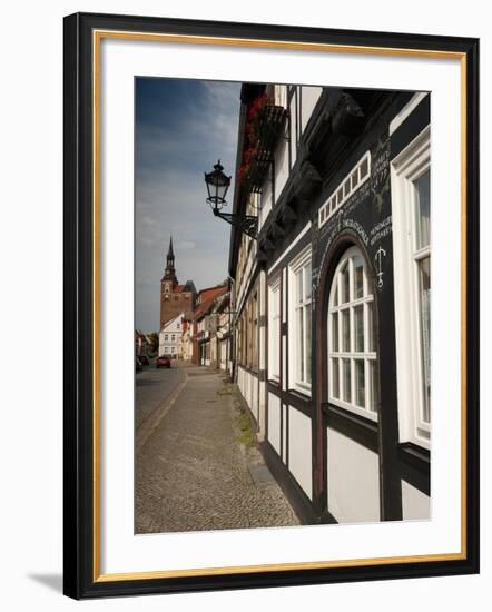 Historical Gothic Style Burgher Houses Along Kirchstrasse Street and Church of St. Stephan, Tangerm-Richard Nebesky-Framed Photographic Print