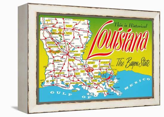 Historical Louisiana Map-null-Framed Stretched Canvas