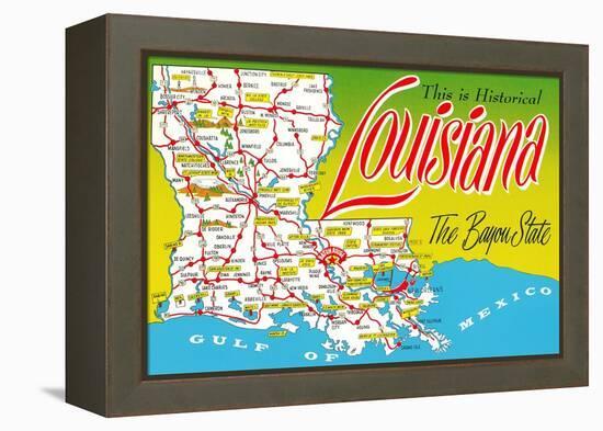 Historical Louisiana Map-null-Framed Stretched Canvas