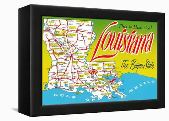 Historical Louisiana Map-null-Framed Stretched Canvas
