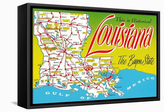 Historical Louisiana Map-null-Framed Stretched Canvas