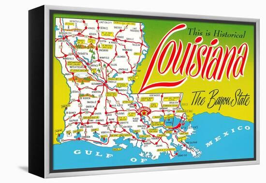 Historical Louisiana Map-null-Framed Stretched Canvas