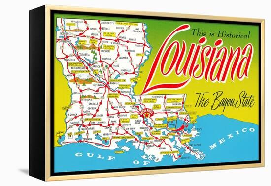 Historical Louisiana Map-null-Framed Stretched Canvas