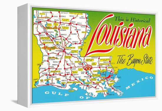 Historical Louisiana Map-null-Framed Stretched Canvas