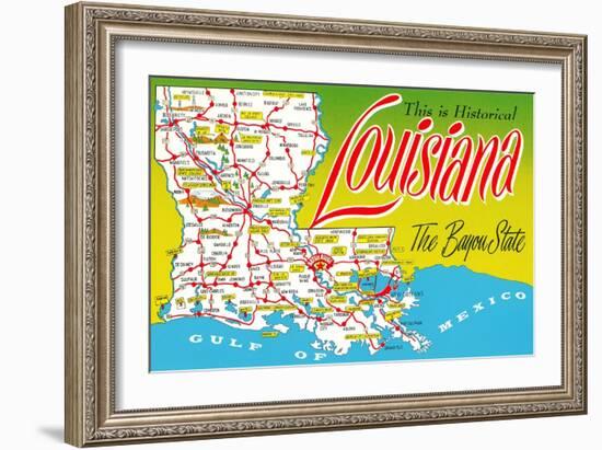 Historical Louisiana Map-null-Framed Art Print