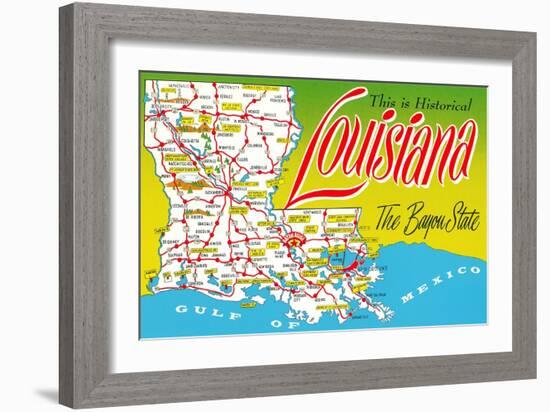 Historical Louisiana Map-null-Framed Art Print