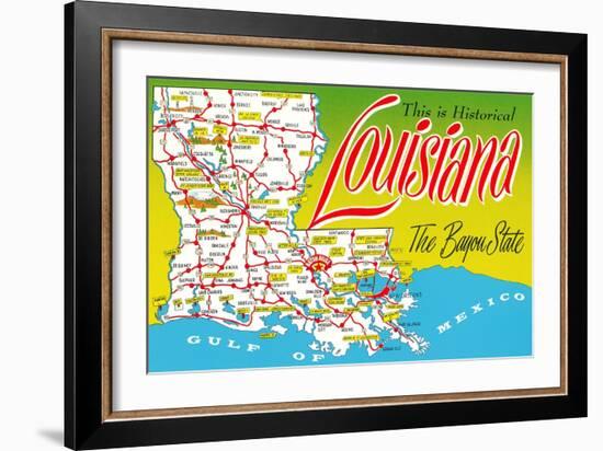 Historical Louisiana Map-null-Framed Art Print