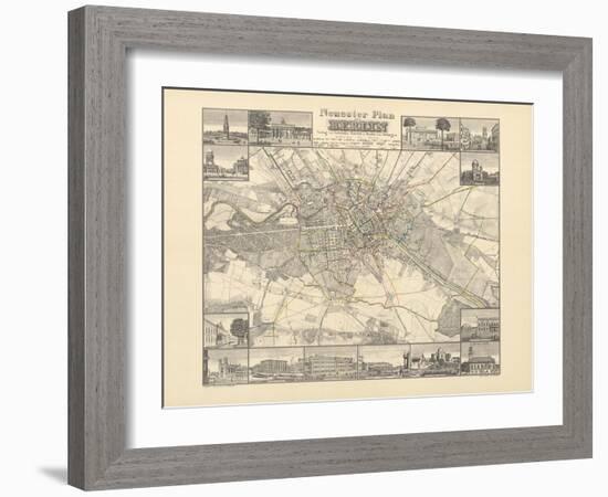 Historical Map of Berlin, Published by Verlag Von Gebrueder Rocca, Berlin 1838-W.v. Moellendorf-Framed Giclee Print