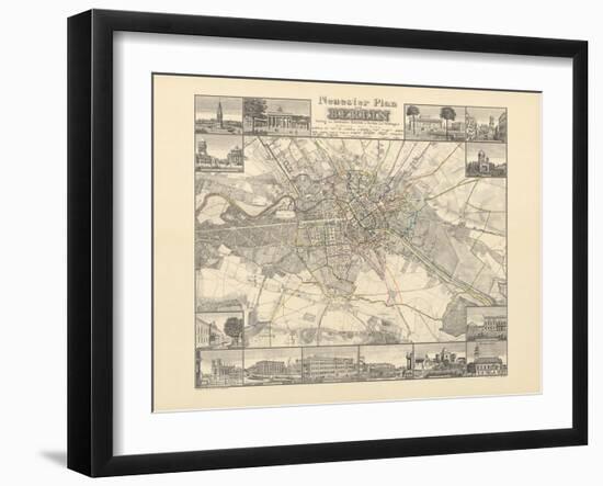 Historical Map of Berlin, Published by Verlag Von Gebrueder Rocca, Berlin 1838-W.v. Moellendorf-Framed Giclee Print