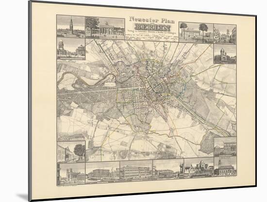 Historical Map of Berlin, Published by Verlag Von Gebrueder Rocca, Berlin 1838-W.v. Moellendorf-Mounted Giclee Print