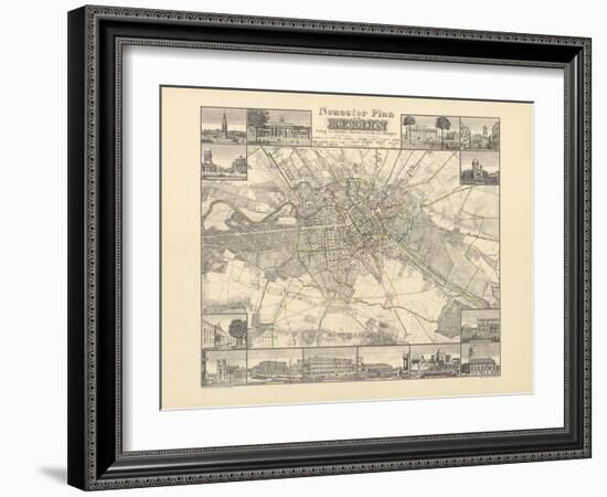 Historical Map of Berlin, Published by Verlag Von Gebrueder Rocca, Berlin 1838-W.v. Moellendorf-Framed Giclee Print