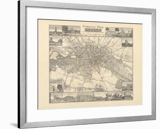 Historical Map of Berlin, Published by Verlag Von Gebrueder Rocca, Berlin 1838-W.v. Moellendorf-Framed Giclee Print