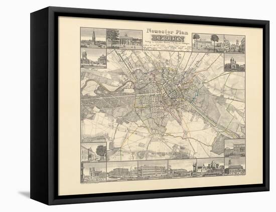 Historical Map of Berlin, Published by Verlag Von Gebrueder Rocca, Berlin 1838-W.v. Moellendorf-Framed Premier Image Canvas