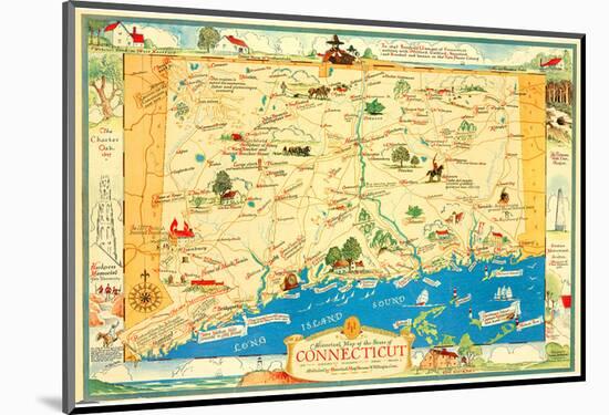Historical Map of Connecticut-Leon des Rosiers-Mounted Art Print