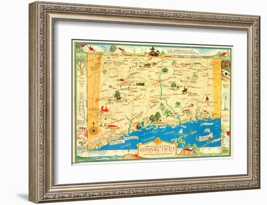 Historical Map of Connecticut-Leon des Rosiers-Framed Art Print