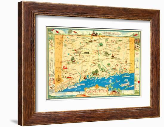 Historical Map of Connecticut-Leon des Rosiers-Framed Art Print